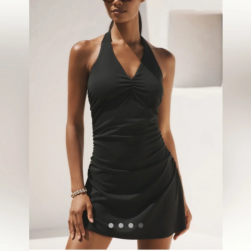 The Ariana Black Halter Mini Dress Anthrolopolgie - Picture 1 of 3